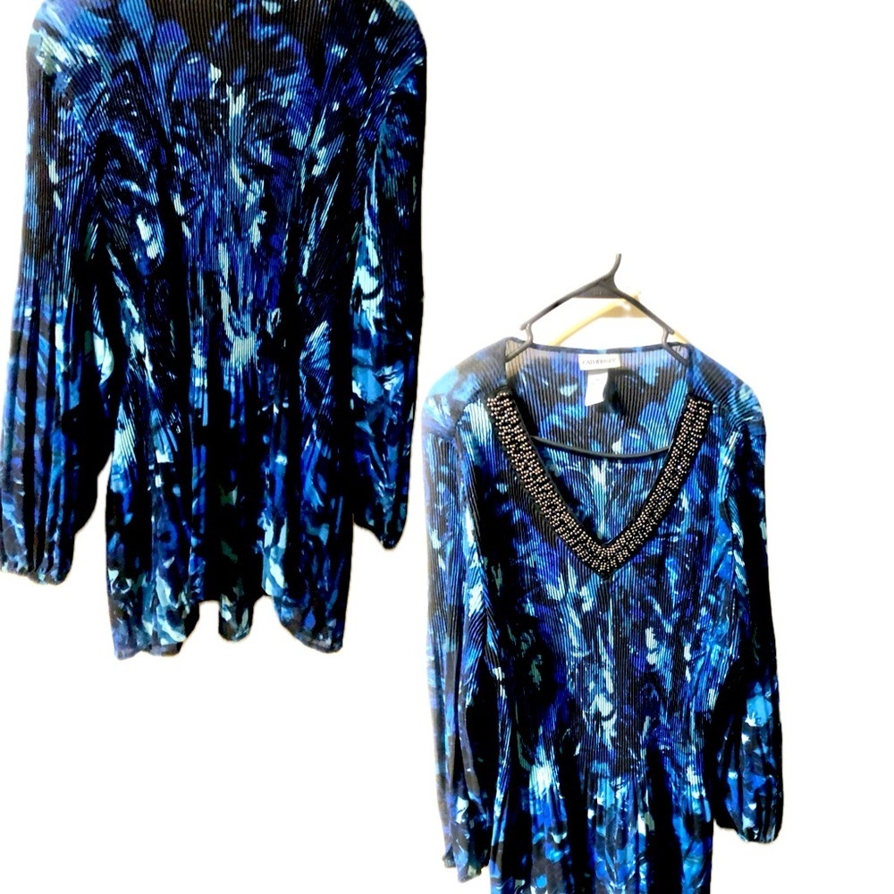 Catherines Blue and Black V-Neck Top